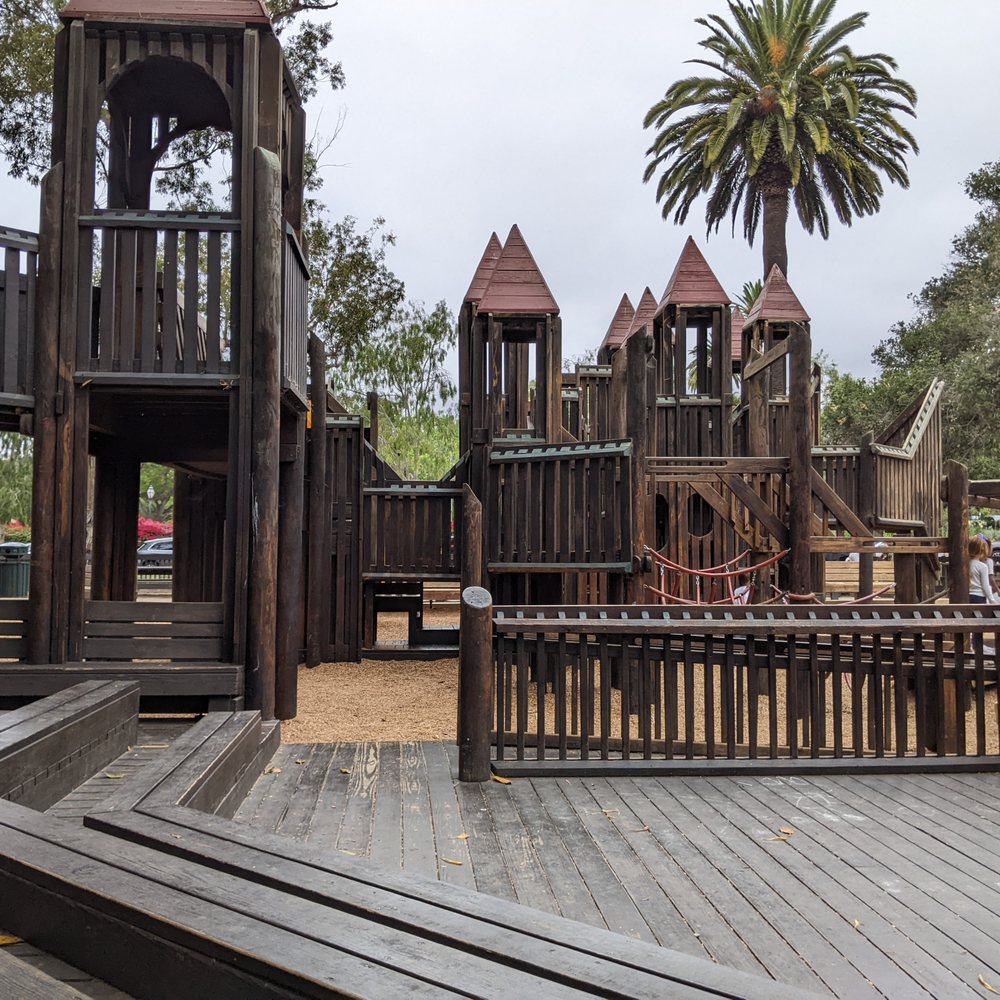 Kids' World Playground in Alameda Park, Santa Barbara - a premier wooden playground for families and community fun